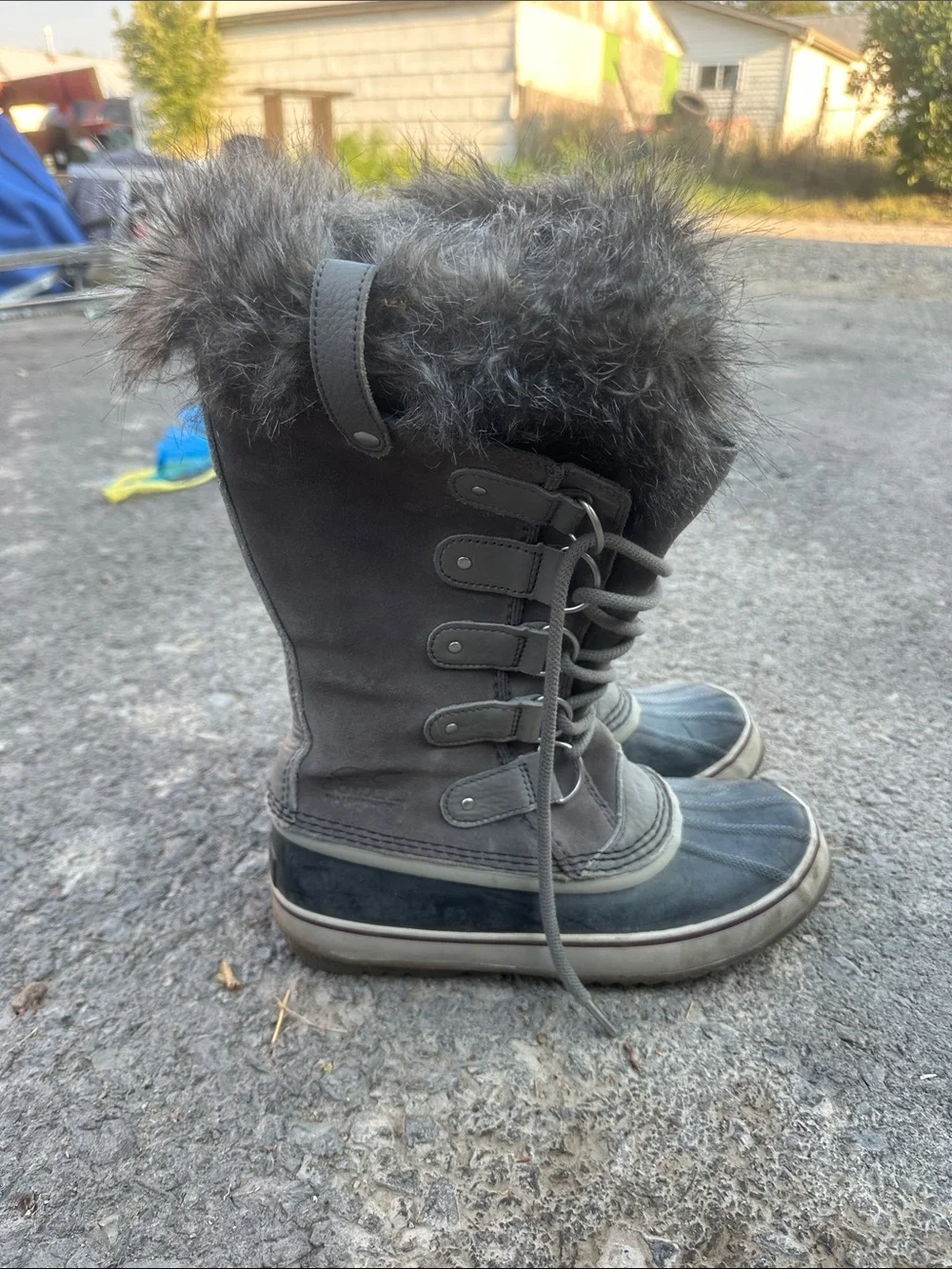 Sorel Women's Black Faux Fur Winter Rain Boots